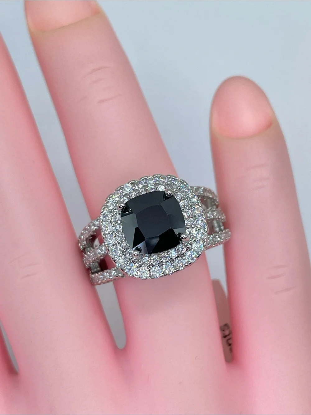 Swarovski Crystal Elements Deep Black Swarovski Element Halo Statement Ring Sz 7